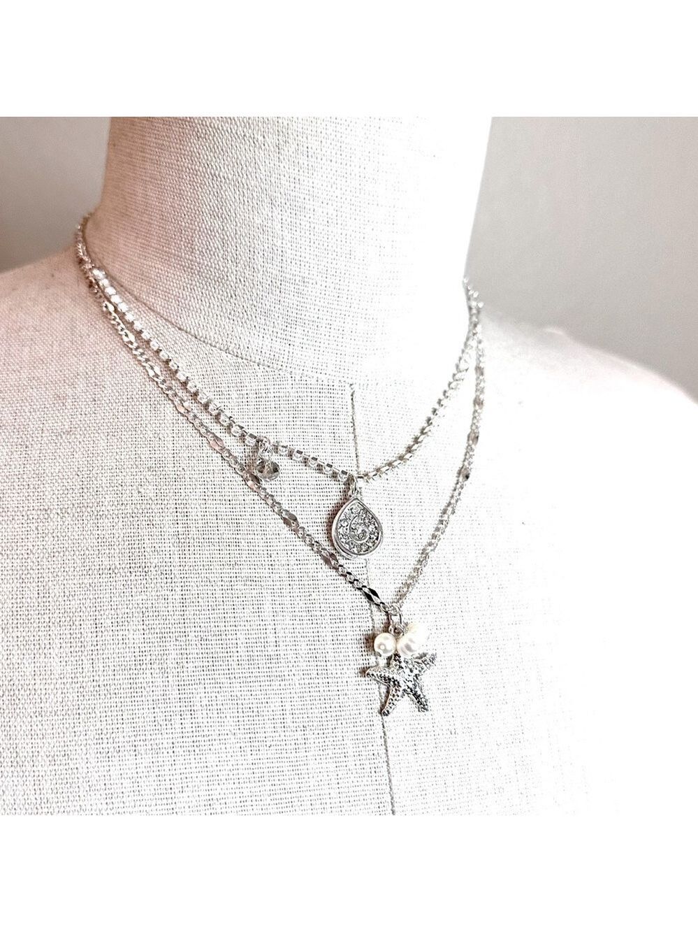 Tommy Bahama Silver Starfish Pearl Crystal Necklace NWT